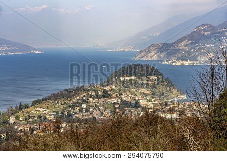 The Como Lake Seen From The Madonna Del Ghisallo, Lecco, Lombardy, Italy, At Winter (february)