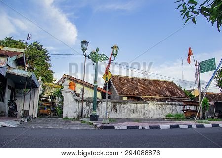 Classic Lamp In Roadside At Plengkung Gading On Yogyakarta, Old City. Yogyakarta, Indonesia - April 