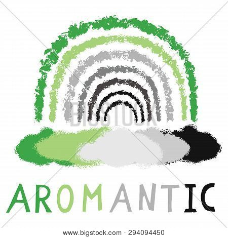 Hand Drawn Aromantic Cloud, Sun Vector Illustration. Multicolor Texture Silhouette Collection Text.