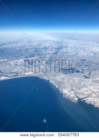 The Canadian Coast At The Mouth Of The St Lawrence River, Photogrpahed From A Plane At A Height Of 3