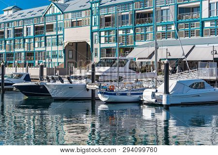 White Yachts On Berth On Sunny Day. Sydney, Australia
