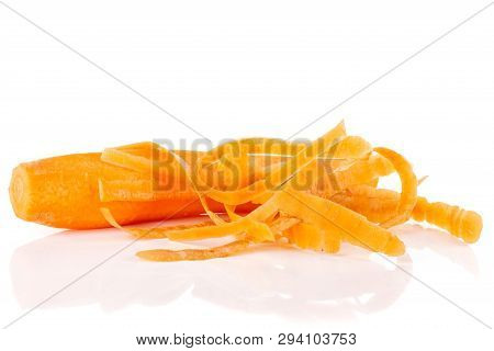 One Whole Lot Of Pieces Of Peeled Fresh Orange Carrot Isolated On White Background