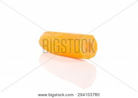 One Half Of Peeled Fresh Orange Carrot Isolated On White Background