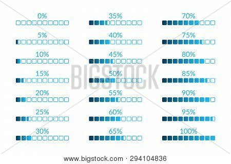 Percentage Vector Infographic Icons Isolated. 5 10 15 20 25 30 35 40 45 50 55 60 65 70 75 80 85 90 9