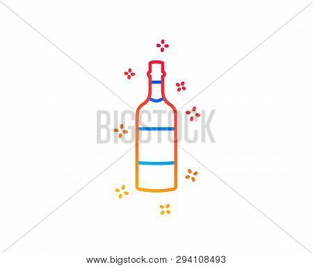 Brandy Bottle Line Icon. Whiskey Or Scotch Alcohol Sign. Gradient Design Elements. Linear Brandy Bot