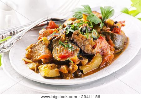 Ratatouille on a white plate