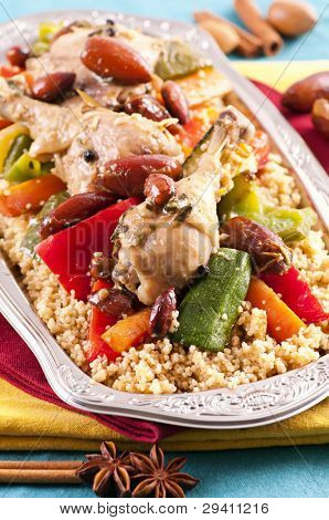couscous marocain med kylling og grøntsager