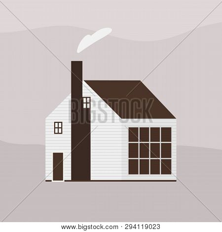 Two-storey Wooden Living House Or Cottage Of Scandic Architecture. Countryside Residential Building,