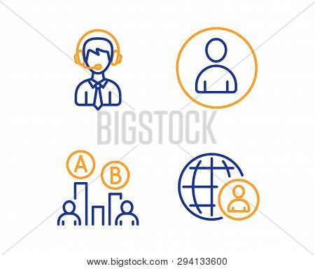 Shipping Support, Ab Testing And Avatar Icons Simple Set. International Recruitment Sign. Delivery M