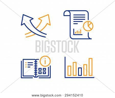 Intersection Arrows, Instruction Info And Report Icons Simple Set. Column Chart Sign. Exchange, Proj