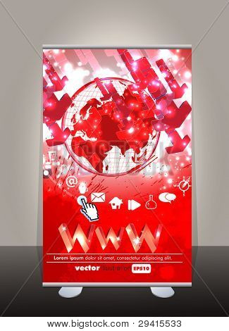 Roll up banner. Sfondo template vettoriale