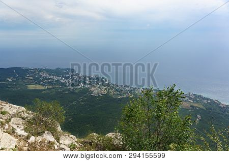 View From Mount Ai-petri On The Villages Of Koreiz And Gaspra In The Suburbs Of Yalta. Crimean Resor