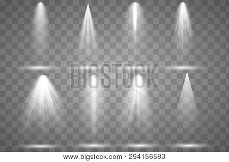 Scene Illumination Collection, Transparent Effects. Bright Lighting With Spotlights.