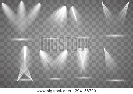 Scene Illumination Collection, Transparent Effects. Bright Lighting With Spotlights.