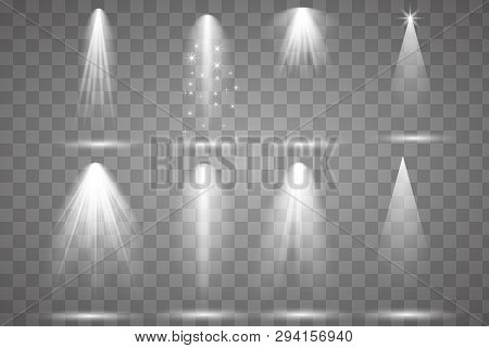 Scene Illumination Collection, Transparent Effects. Bright Lighting With Spotlights.