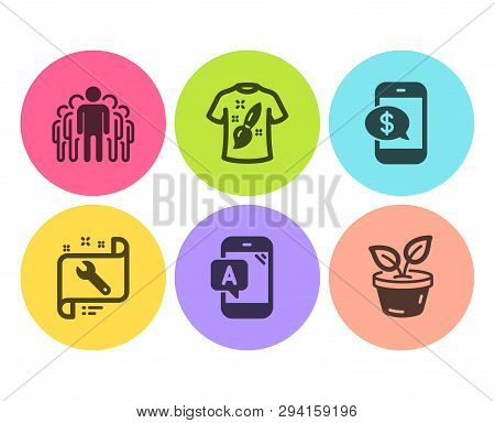 Ab Testing, Phone Payment And Spanner Icons Simple Set. T-shirt Design, Group And Leaves Signs. Phon