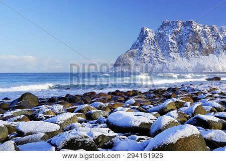 Haukland Beach in Lofoten Archipelago, Norway, Europe