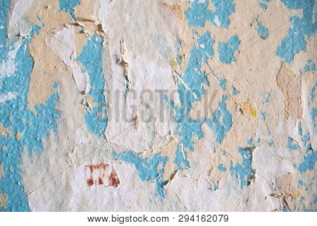 Shabby Dirty Old Scratched Wall With Torn