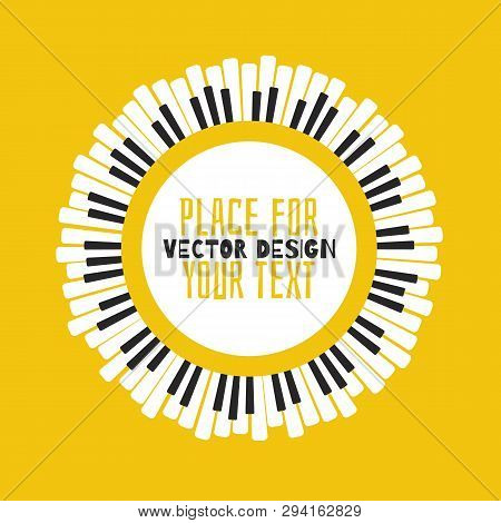 Grunge Black And White Piano Keyboard. Piano On An Orange Background  Stock Vector Illustration For 