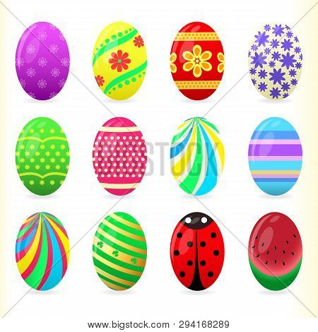 Easter Eggs -illustration. Set Of Colourful Easter Eggs.