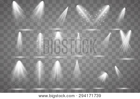 Scene Illumination Collection, Transparent Effects. Bright Lighting With Spotlights.