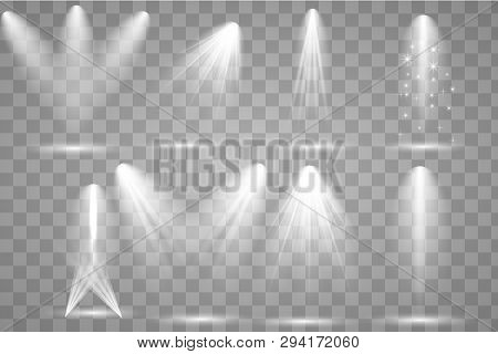 Scene Illumination Collection, Transparent Effects. Bright Lighting With Spotlights.