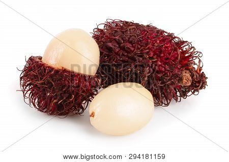 Rambutan Isolated On White Background. Tropical Fruit. Nephelium Lappaceum