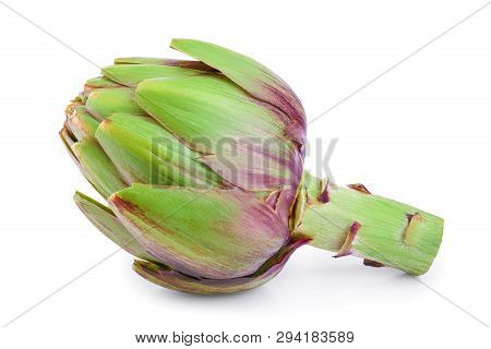 Fresh Artichokes Isolated On White Background Closeup