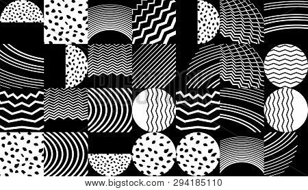 Vector Modern Simple Shapes Template Cover Design. Wthite And Black Illustration