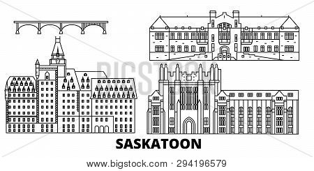 Canada, Saskatoon Line Travel Skyline Set. Canada, Saskatoon Outline City Vector Illustration, Symbo