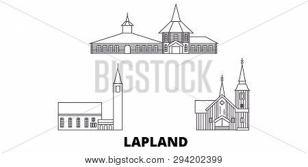 Finland, Lapland Line Travel Skyline Set. Finland, Lapland Outline City Vector Illustration, Symbol,