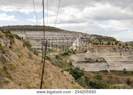 Worked Out Limestone Quarry. Inkerman In Crimea