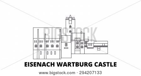 Germany, Eisenach  Wartburg Castle Line Travel Skyline Set. Germany, Eisenach  Wartburg Castle Outli