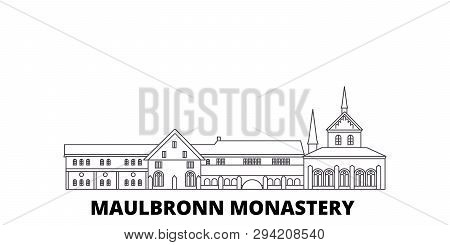 Germany, Maulbronn Monastery Line Travel Skyline Set. Germany, Maulbronn Monastery Outline City Vect