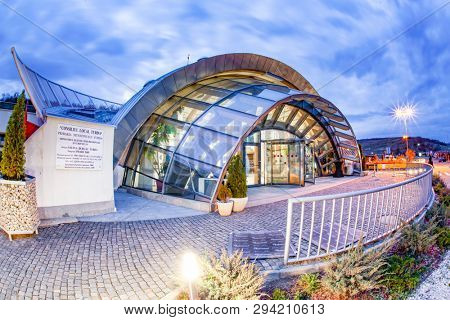 TURDA, ROMANIA - MARCH 10, 2018: Turda Salt Mine or Salina Turda, well known landmark in Transylvania with an underground museum and theme park, Romania, Europe
