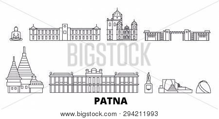 India, Patna Line Travel Skyline Set. India, Patna Outline City Vector Illustration, Symbol, Travel 