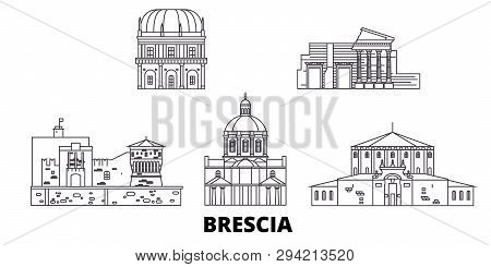 Italy, Brescia Line Travel Skyline Set. Italy, Brescia Outline City Vector Illustration, Symbol, Tra