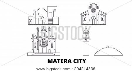 Italy, Matera City Line Travel Skyline Set. Italy, Matera City Outline City Vector Illustration, Sym
