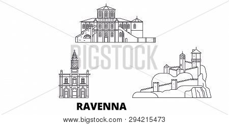Italy, Ravenna Line Travel Skyline Set. Italy, Ravenna Outline City Vector Illustration, Symbol, Tra