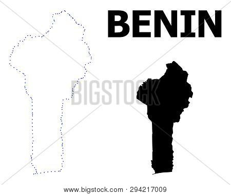 Vector Contour Map Of Benin With Name. Map Of Benin Is Isolated On A White Background. Simple Flat D