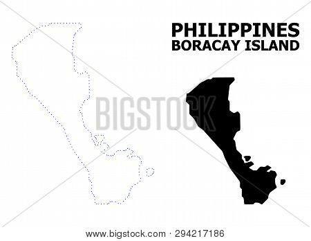 Vector Contour Map Of Boracay Island With Title. Map Of Boracay Island Is Isolated On A White Backgr