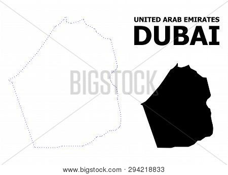 Vector Contour Map Of Dubai Emirate With Name. Map Of Dubai Emirate Is Isolated On A White Backgroun