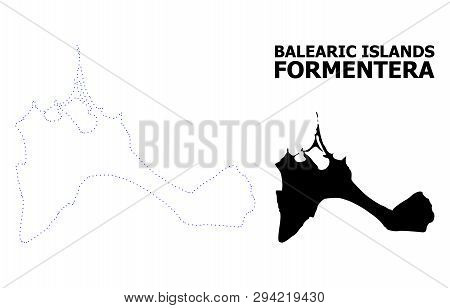 Vector Contour Map Of Formentera Island With Name. Map Of Formentera Island Is Isolated On A White B