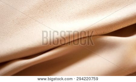 Gabardine Costume Cloth Background, Pearl Pink Fabric, Close-up.