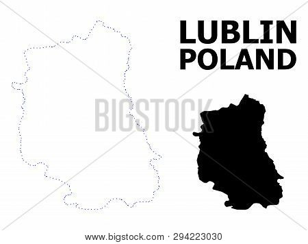 Vector Contour Map Of Lublin Province With Caption. Map Of Lublin Province Is Isolated On A White Ba