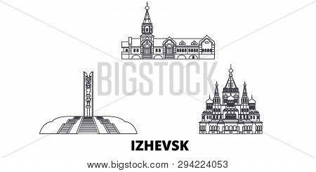Russia, Izhevsk Line Travel Skyline Set. Russia, Izhevsk Outline City Vector Illustration, Symbol, T