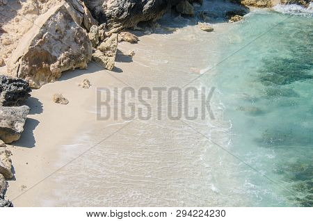 Scenic View From A Secluded Caribbean Shore From The Cliffs Of Isla Mujeres