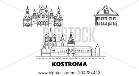 Russia, Kostroma Line Travel Skyline Set. Russia, Kostroma Outline City Vector Illustration, Symbol,