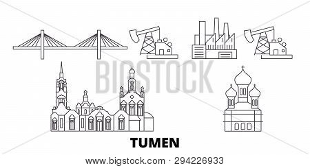 Russia, Tumen Line Travel Skyline Set. Russia, Tumen Outline City Vector Illustration, Symbol, Trave