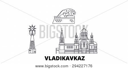 Russia, Vladikavkaz Line Travel Skyline Set. Russia, Vladikavkaz Outline City Vector Illustration, S